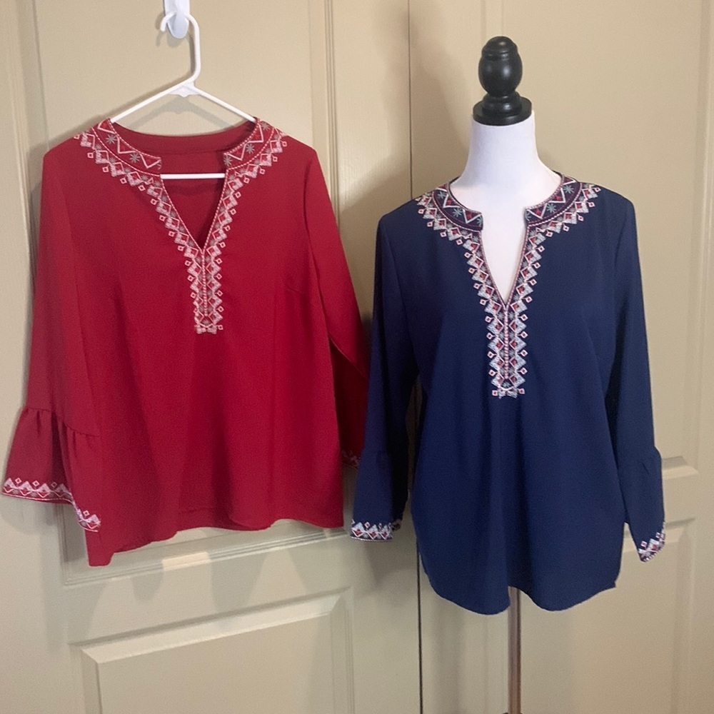 (2) Red and Blue Blouses L